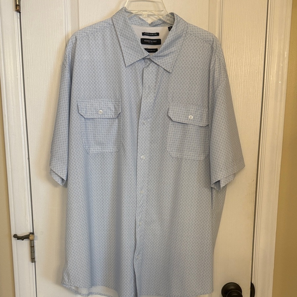 Kenneth Cole Men's Sky Blue Casual Button Down Shirt